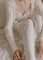 (S T) Orange Haifa-style gentle teenage girl crummy soft cotton with super comfortable pyjamas three sets of home conserved women