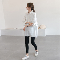 Light cooked ~ pregnant women shirt spring and autumn top 2021 new casual professional white shirt long cardigan tide