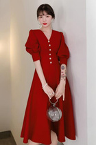Gularna light luxury bride can usually wear summer wedding and engagement dress female back door dress red thin section