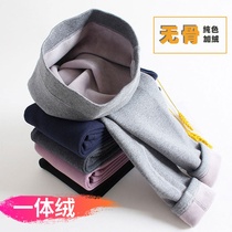 Girl Pure Cotton Glint With Underpants 2021 Spring Autumn New Thin Suede Children Integrated Suede Thickened Warm Pants Outwear Winter