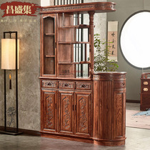 Mahogany partition cabinet Rosewood hedgehog rosewood wine cabinet partition room cabinet Chinese double-sided entrance cabinet solid wood screen