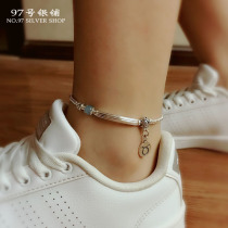 S925 sterling silver twelve constellations silver beads anklets female handmade original Korean version of simple design aesthetics Joker foot decoration New