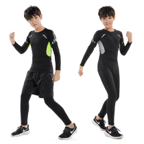 Childrens sports tights set mens long sleeve training clothes running basketball football fitness clothes base quick-drying clothes