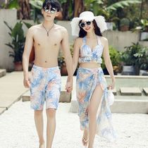 Couple bikini swimsuit Lady three-piece Beach Sanya resort set small chest gathering hot spring Seaside swimsuit