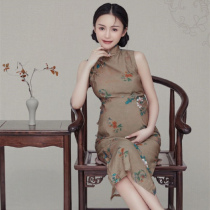 Pregnant women photography clothing photo studio retro style photo dress Chinese Feng Shui ink painting pregnant women cheongsam clothing