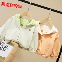 2022 Spring baby clothes foreign men and women Baby Fashion Two Sides Wear Jacket Spring Autumn Dress Jacket Blouse Clothing Tide