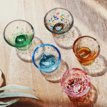 Spot Japanese imported Tsui light wine glass handmade colored glass cup small tea cup set gift box