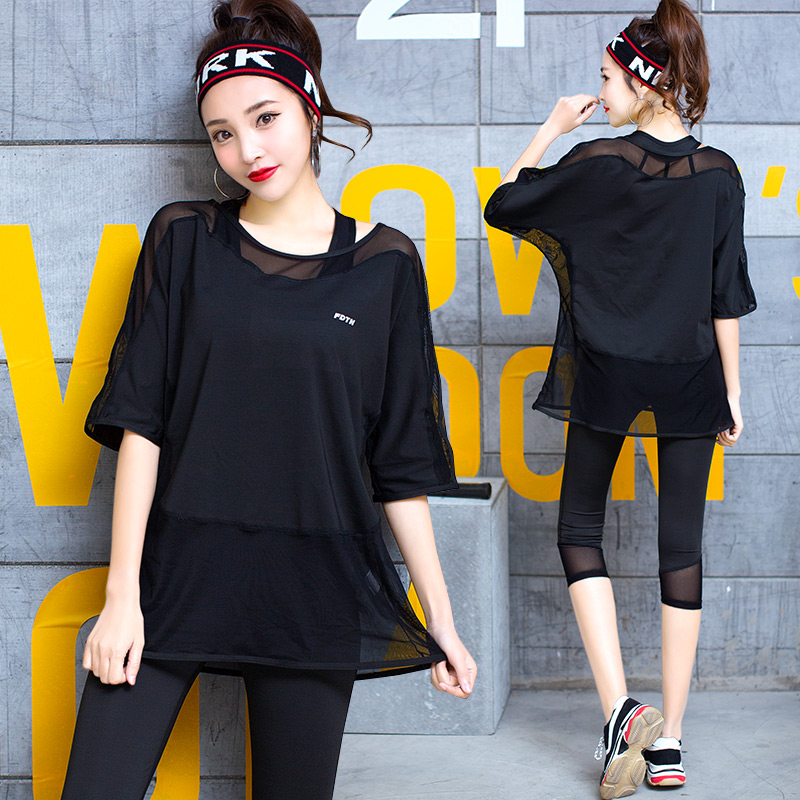 Yoga dress womens mesh hoodie loose big size fat MM fashion gym beginner running sports suit womens tide