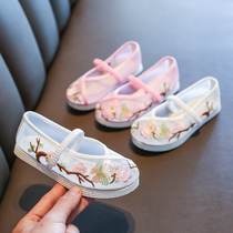  Girls embroidered shoes Old Beijing childrens handmade cloth shoes Princess with ancient costume Ancient Chinese style Tang costume Hanfu shoes