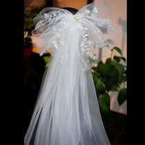 Super fairy hand embroidered romantic oversized bow wedding shape long-length veil Korean beautiful bride headdress