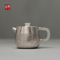 Japanese fine workshop silver pot sterling silver 9999 bubble teapot small silver pot pure handmade tea tea set
