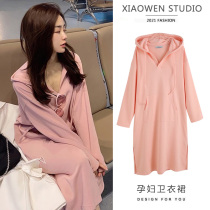 Pregnant women autumn suit fashion 2021 New Net red long sweater spring and autumn coat autumn dress