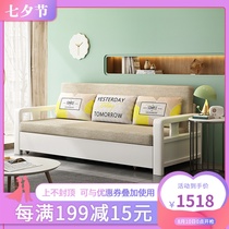 Solid wood sofa bed dual-use single double foldable lunch break bed 1 5 meters 1 8 meters small apartment multi-function storage