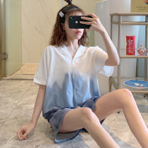 Pajamas womens summer pure cotton short-sleeved cute large size 2021 new net red burst spring and autumn two-piece home suit suit