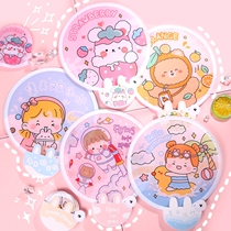 Cute Cartoon Summer Round Fan Small Gift Student Children Mini Folding Group Fan Portable shrink fan