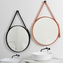 Belt bathroom mirror bathroom wall restaurant background wall decorative mirror hotel art mirror Nordic round mirror home