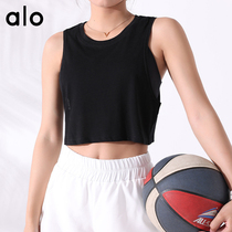 alo yoga quick-drying yoga suit vest womens summer thin round neck sleeveless fitness top short blouse anti-light