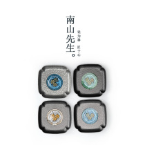 Mr. Nanshan point blue coaster hand painted enamel kung fu tea set tea ceremony accessories tea tray cup holder tea pad home
