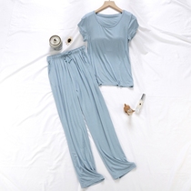 Pajamas womens summer with chest pad short-sleeved trousers Modal thin home wear can go out casual wear Two-piece suit