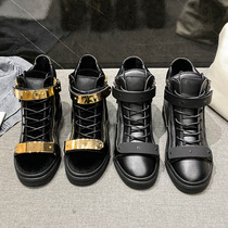 European station АGZ mens shoes high-top Darth Vader womens shoes metal buckle leather new large size couple net red with the same tide