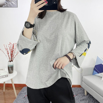 Outdoor new womens loose letter printing long-sleeved cotton T-shirt breathable sweat-absorbing sunscreen hiking leisure