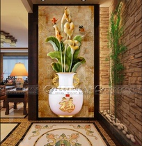 Recommended art glass living room background wall porch partition screen top aisle blessing word vase jade carving calla lily