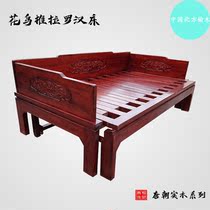 Carved Luohan bed solid wood Tenon push-pull telescopic sofa bed classical Chinese Northern Elm log multi-function