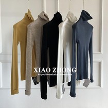 Soft glutinous skin-friendly integrated form Joker long sleeve high neck wool sweater women knitted base shirt Women autumn and winter New