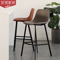 Simple home backrest high chair Nordic wrought iron bar chair modern bar chair Net red bar stool Cafe high stool