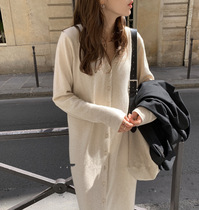 Pregnant women autumn winter sweater 2021 new cashmere cardigan long knee wool knitted lactation coat dress