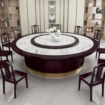 Electric Dining Table Big Round Table Hotel New Chinese Solid Wood Rock Plate Marble With Induction Cooktop 20 People 10 Clubhouse Hotel