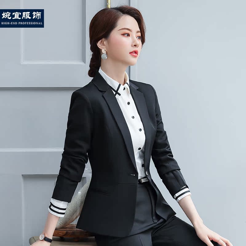 Professional womens suit suit suit suit workwear jewelry hotel front desk autumn and winter fashion temperament