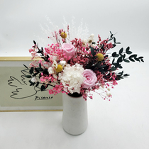 Immortal Rose Eucalyptus Leaves Dried Flower Bouquet Net Red Ornament Real Flowers Gypsophila Hydrangea Living Room Home Decoration