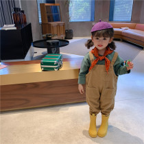 Girls Korean Strap Pants 2021 Spring New Products Childrens Wangrong Pants Bo net Red Loose Pants Tide