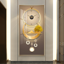 LED lamp painting light luxury high-end porch decorative painting facing the door corridor atmospheric clock abstract luminous vertical hanging picture