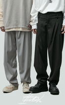 LIMPIDOCULUS (LIMS)20AW BLACK GRAY FIXED WEAVE DOUBLE WAIST DOUBLE PLEATED INVERTED PLEATED WIDE HANGING LOOSE TROUSERS