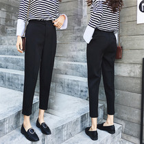 145 small man seven points Black small feet suit pants Women summer autumn 150 eight points high waist slim Harlan overalls