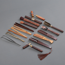 Tea clip kung fu tea set accessories bamboo pure copper tea clip solid wood stainless steel tea cup tweezers Tea Needle tea spoon tea pen