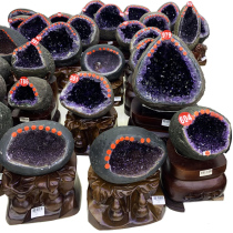 Live broadcast of natural amethyst cave ornaments cluster town cornucopia original stone porch money bag degaussing gift