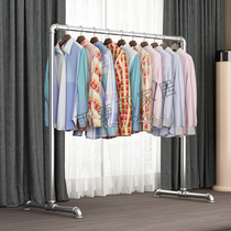 Steel pipe floor drying rack indoor hanging clothes rack balcony drying rack outdoor drying rack single pole household clothes bar