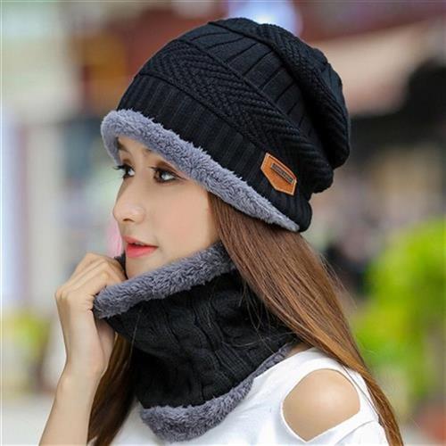 Winter hat Mens and womens fashion autumn and winter mens s knitted hat plus D velvet thickened wool hat pullover hat neck cover sleeve protection