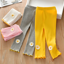 Girl foreign air pure cotton beating bottom pants 2022 new spring and autumn clothes casual outside wearing daisy children pants small and medium children long pants