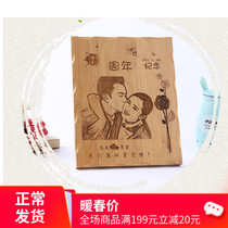 Bamboo board carving wood engraving wood carving painting to send boyfriend girlfriend baby anniversary commemorative crafts ornaments