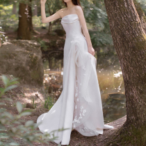 Bandeau light wedding dress 2021 new bride forest super fairy dream satin gauze female small dress temperament