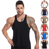 2021 European and American cross-border vest mens I-shaped sleeveless fitness vest running sports vest summer muscle brothers