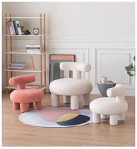 Custom childrens wool lamb leisure stool net red living room small sofa Italian light luxury door shoe stool direct sales