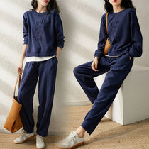 Sandro Moscoloni casual fashion sports suit womens new loose Foreign Air Age age splicing two-piece set