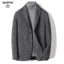 Autumn and winter alpaca double-faced jacket mens Korean casual suit short wool woolen woolen coat