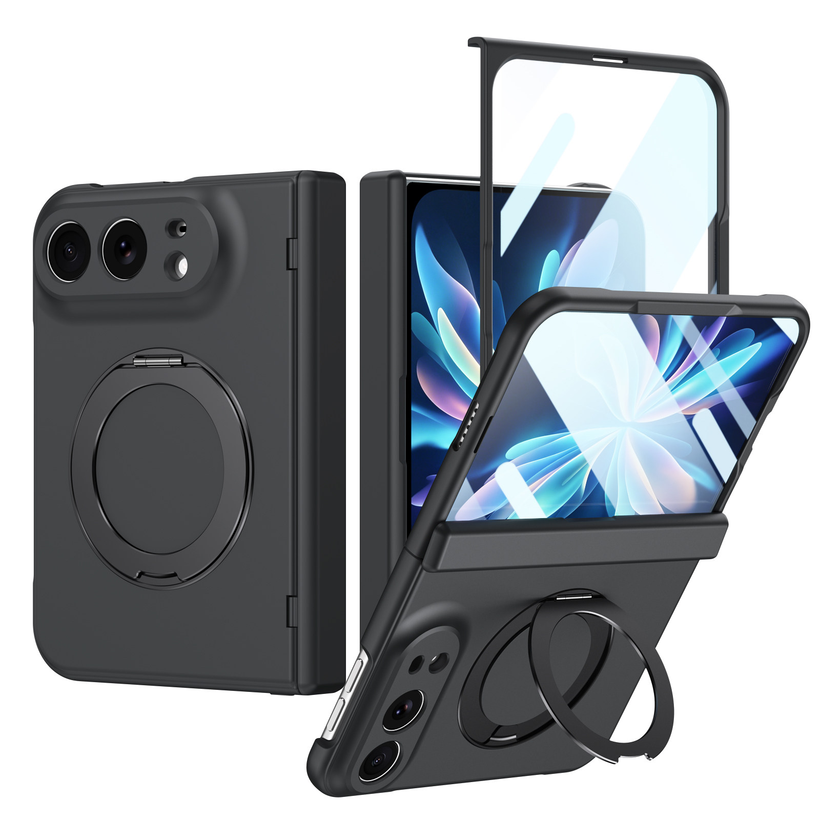Integrated Film Magnetic Stand Rotating Ring Lens iPhone Case