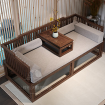 Solid wood new Chinese Arhat bed Elm furniture Small apartment living room sofa collapse push stretch shrink princess Arhat bed